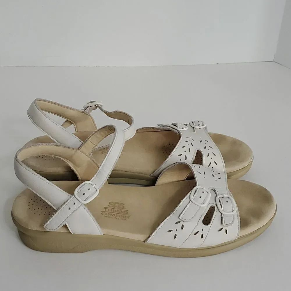 SAS Duo Quarter Strap Leather Sandals White Halo Size 11N